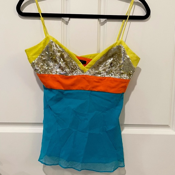 BCBG metallic sequin bright color block top - Picture 2 of 9